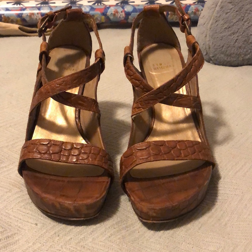 Stuart Weitzman stacked heeled sandals